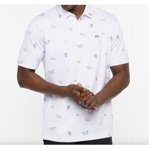 TravisMathew Collection Pacific Shores Polo, White,‎ California Scenes, Sz L